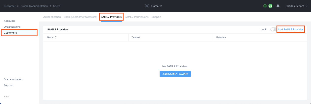 Add a SAML2 Provider