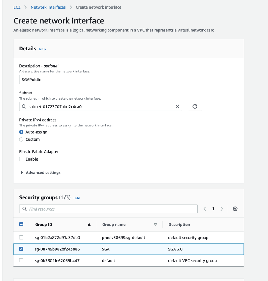 AWS Network Interface Creation