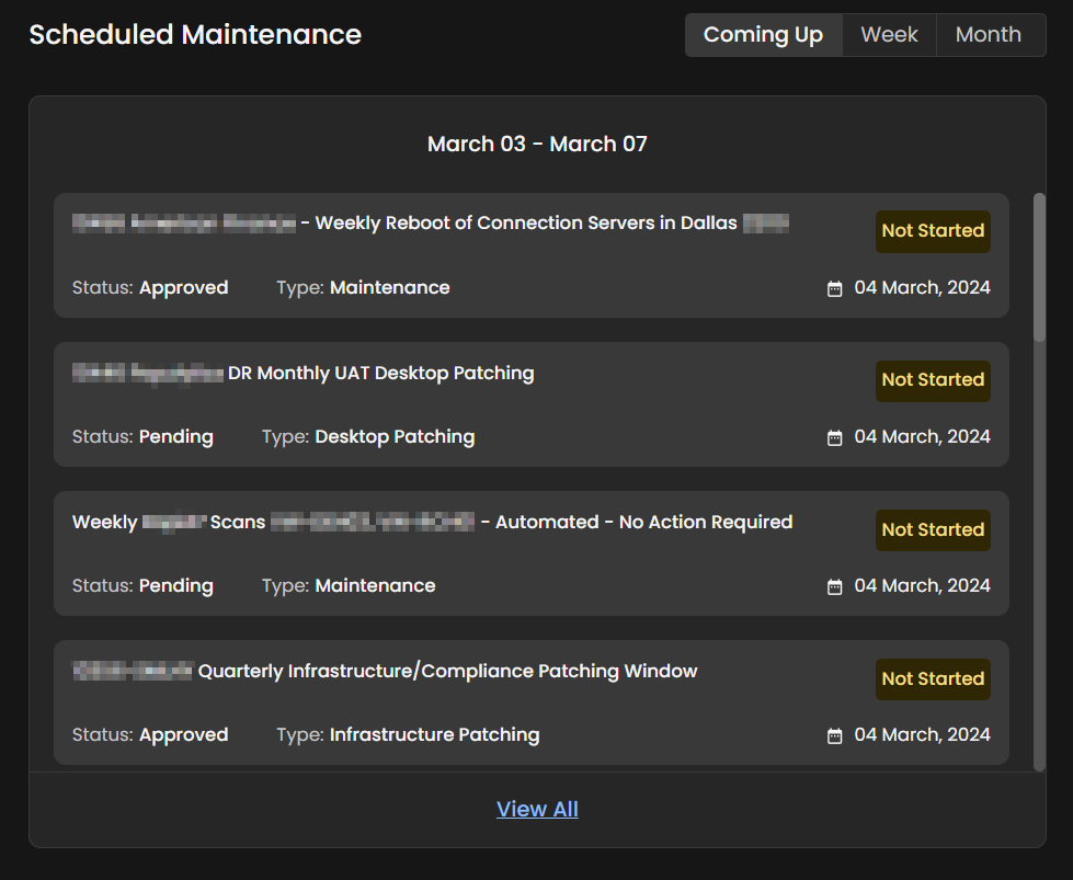 Scheduled Maintenance - Overview