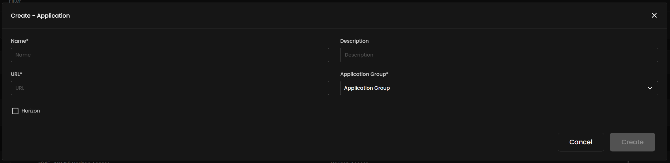 Applications - Create Application