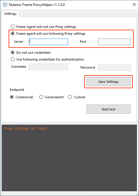 FGA Proxy Helper Tool - Settings