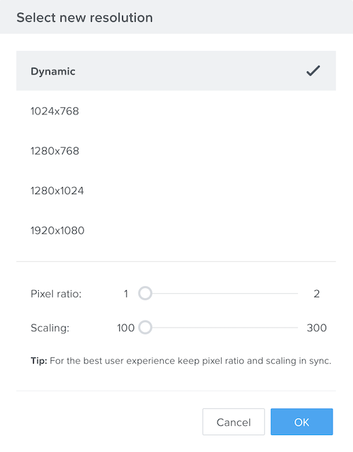 Terminal > Gear Menu > Change Resolution
