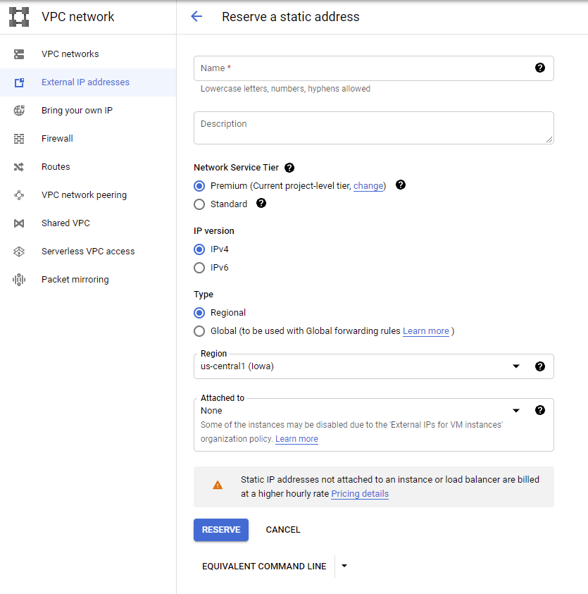 Google External IP Address