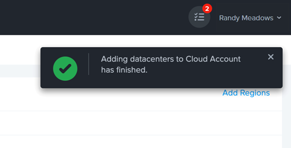 Cloud Connector Appliance - Add Regions Complete