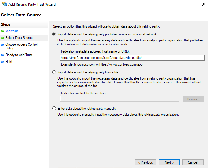 Add Relying Party Trust Wizard