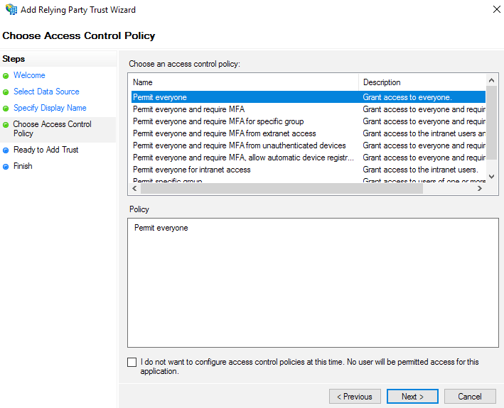 Add Relying Party Trust Wizard