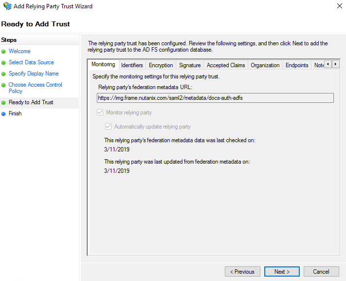 Add Relying Party Trust Wizard