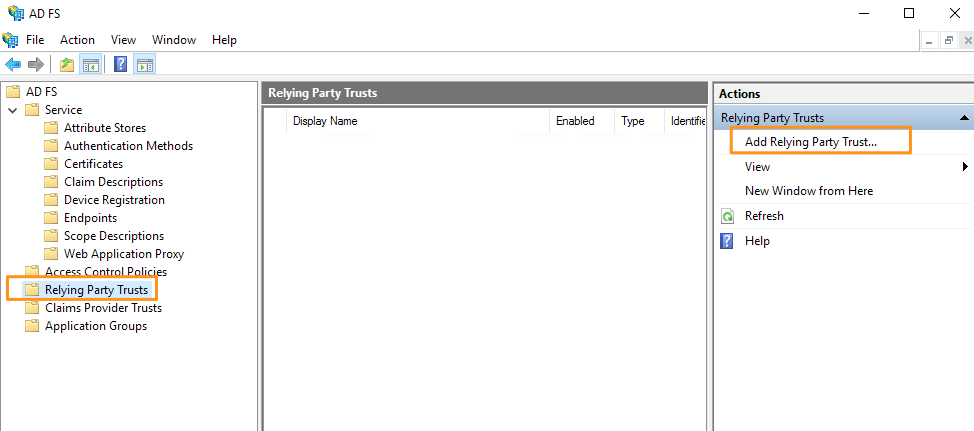 Adding a Relying Party Trust