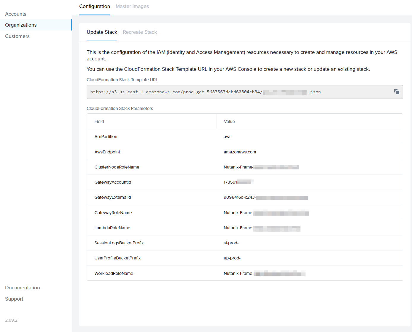 Configuration - Update Stack (AWS)