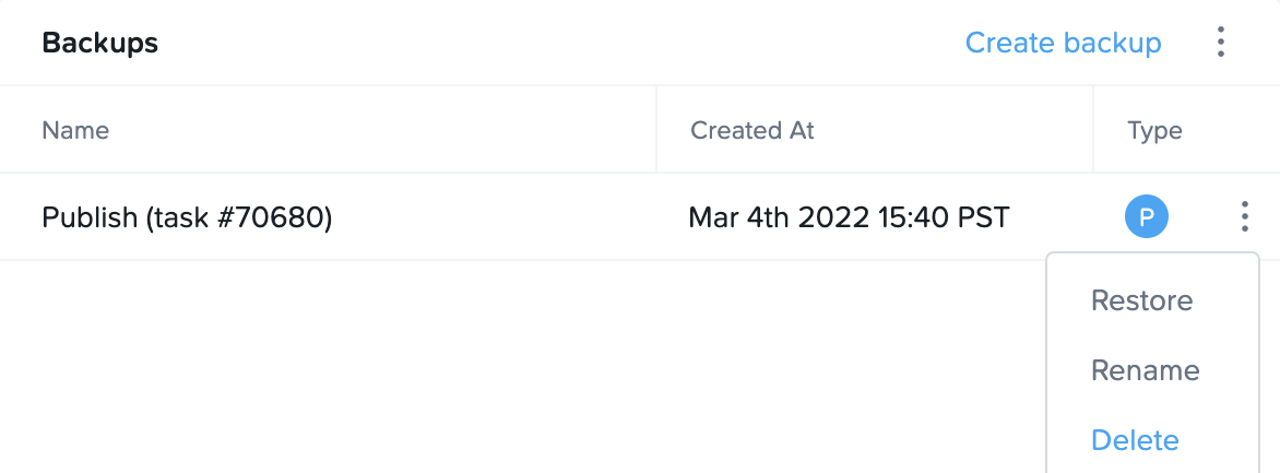 Delete option for Backups