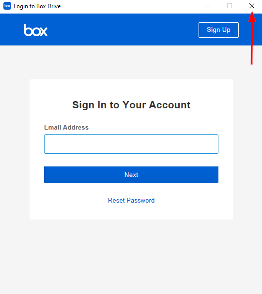 Close this Login window for Box! We don't want to log in here