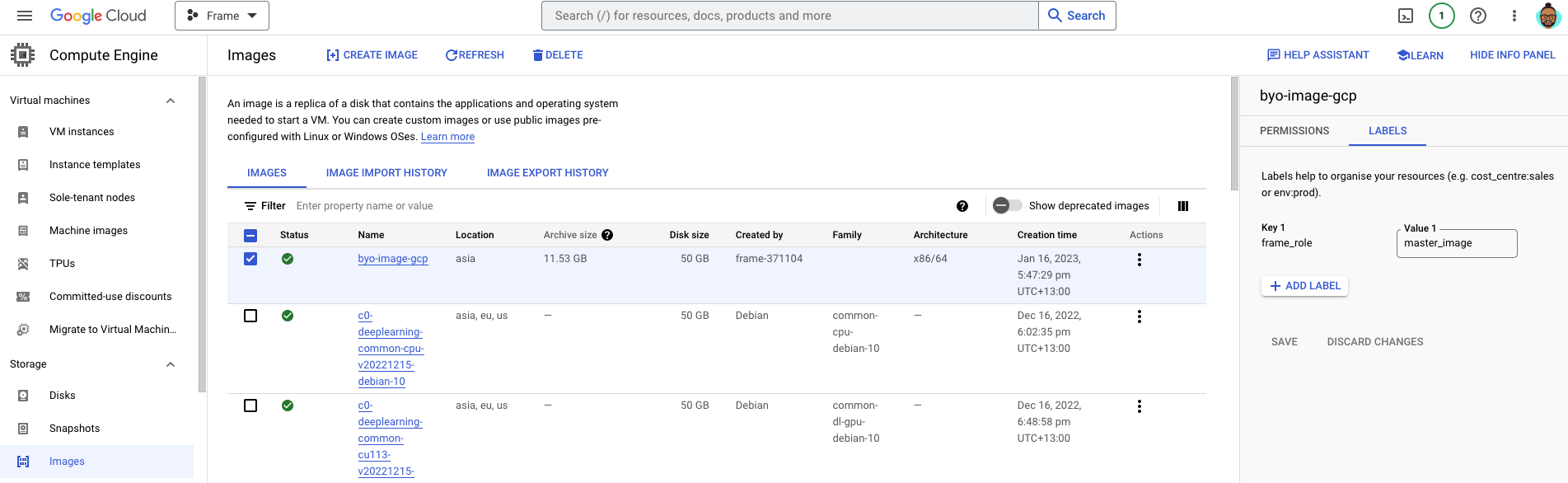 GCP Console - Add Labels