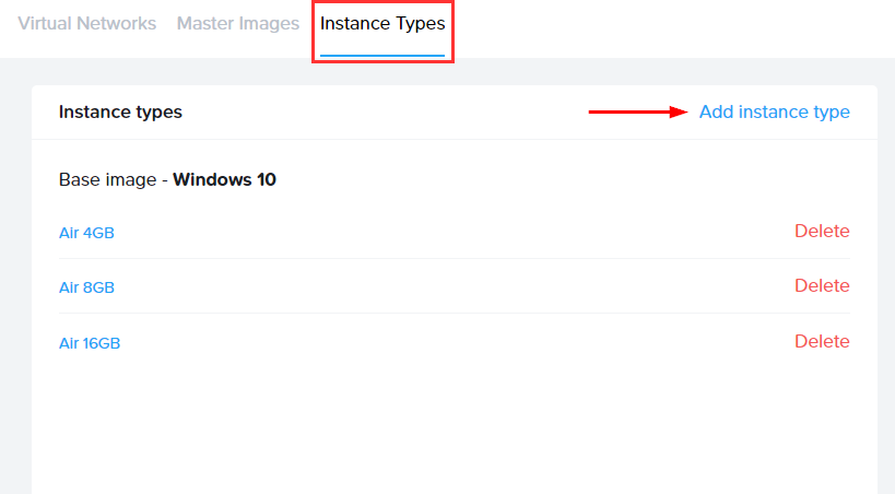 Cloud Accounts - Define Instance Types