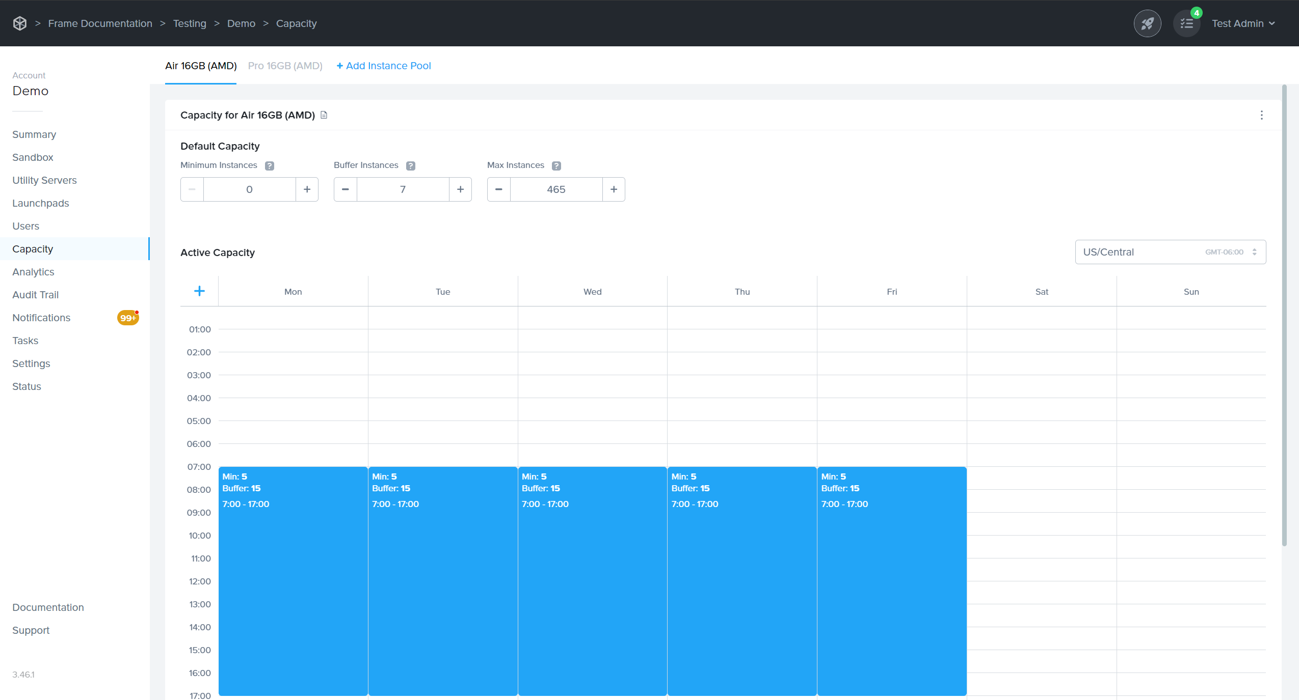 Dashboard - Active Capacity