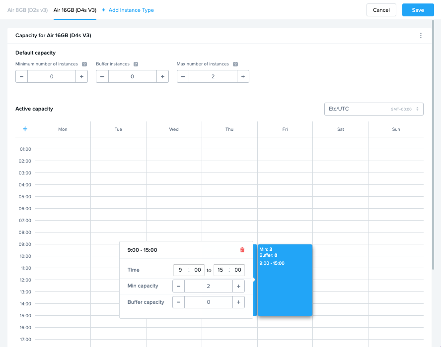 Dashboard - Active Capacity for Air 16GB Pool