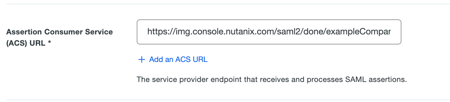 Assetion Consumer Service (ACS) URL