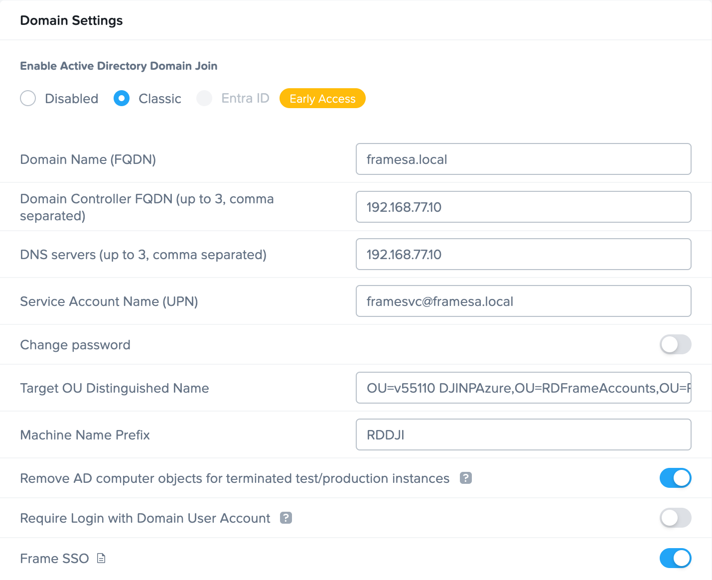 Dashboard > Settings > Domain Settings