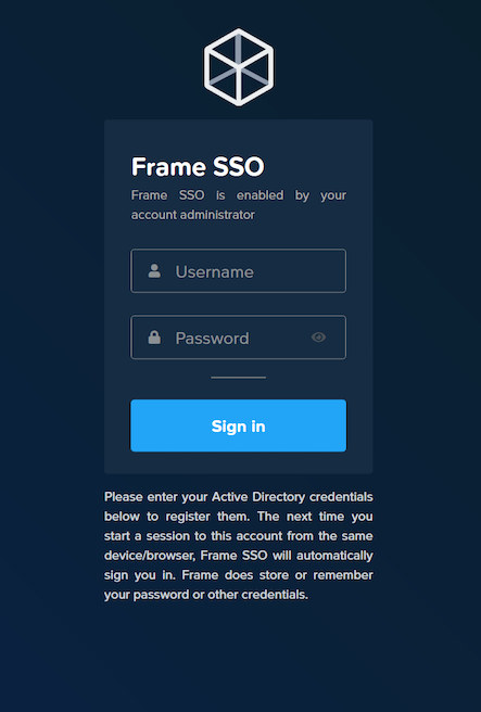 Frame Terminal - First Login