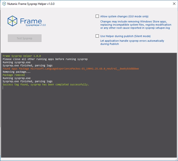 Frame Sysprep Helper Tool
