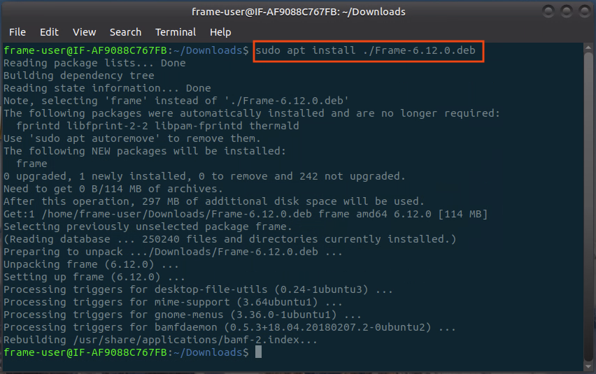 Installing Frame App for Linux