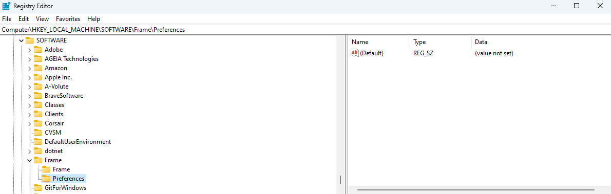 User Preferences in Windows Registry