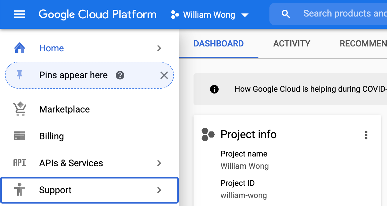 GCP Console - Project ID
