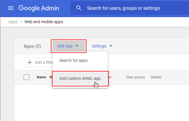 Add custom SAML app