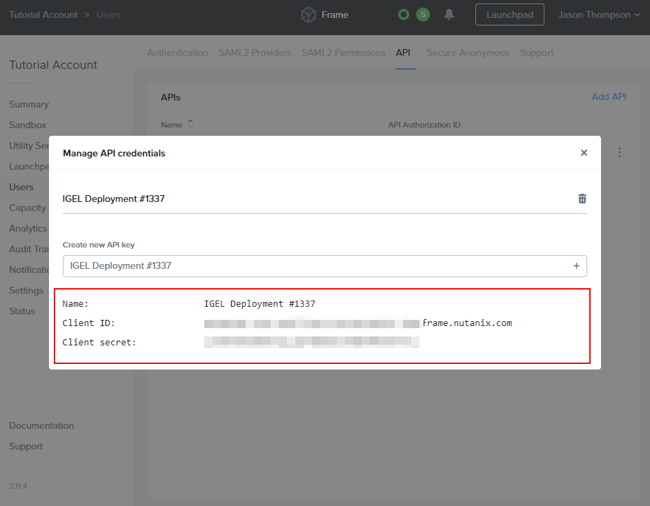 Copy the credentials. Keep it secret; keep it safe.