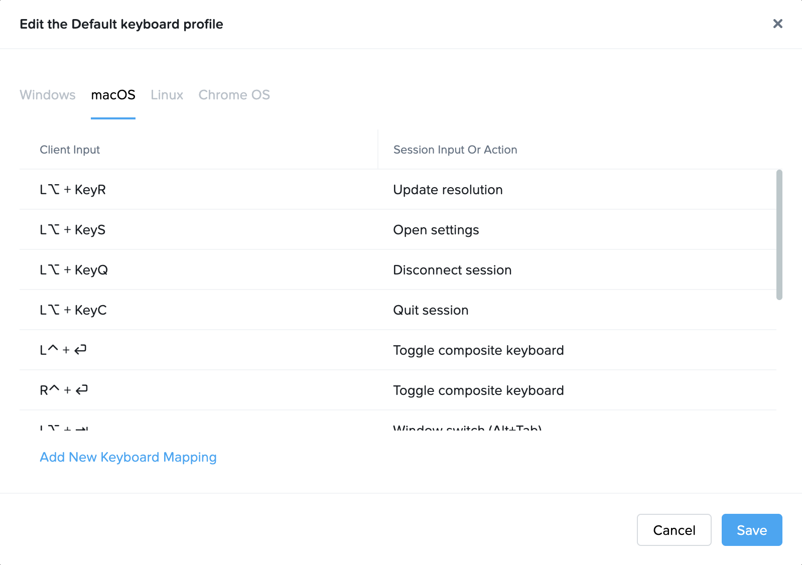Add new keyboard mapping