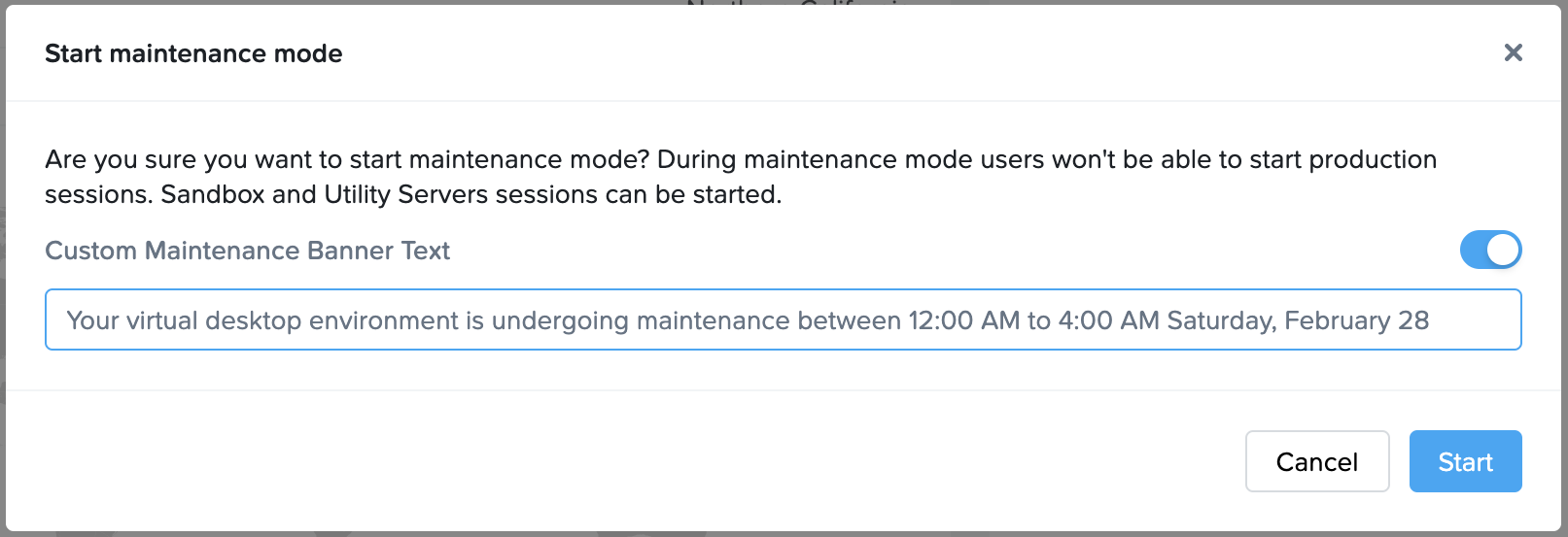 Start maintenance mode