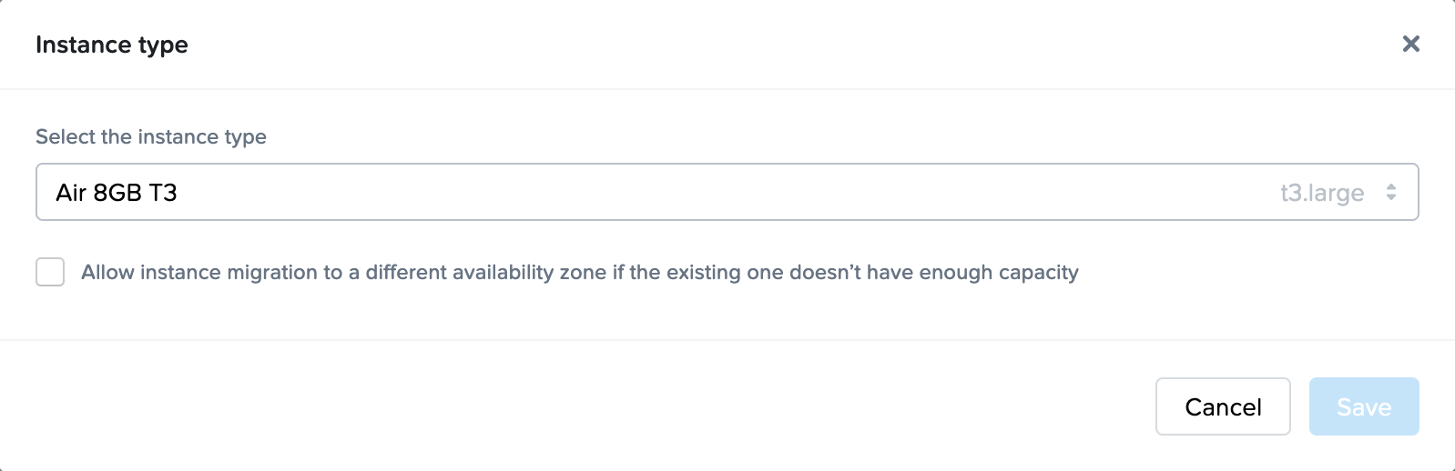 Sandbox - Change Instance Type