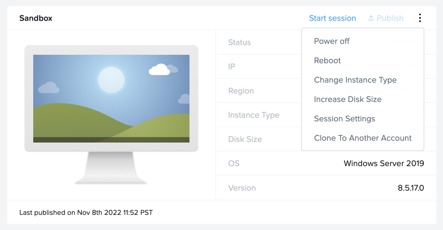 Sandbox - Powered On Options