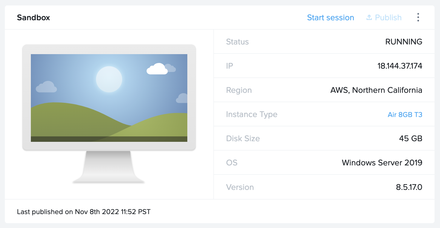 Sandbox - Start Session