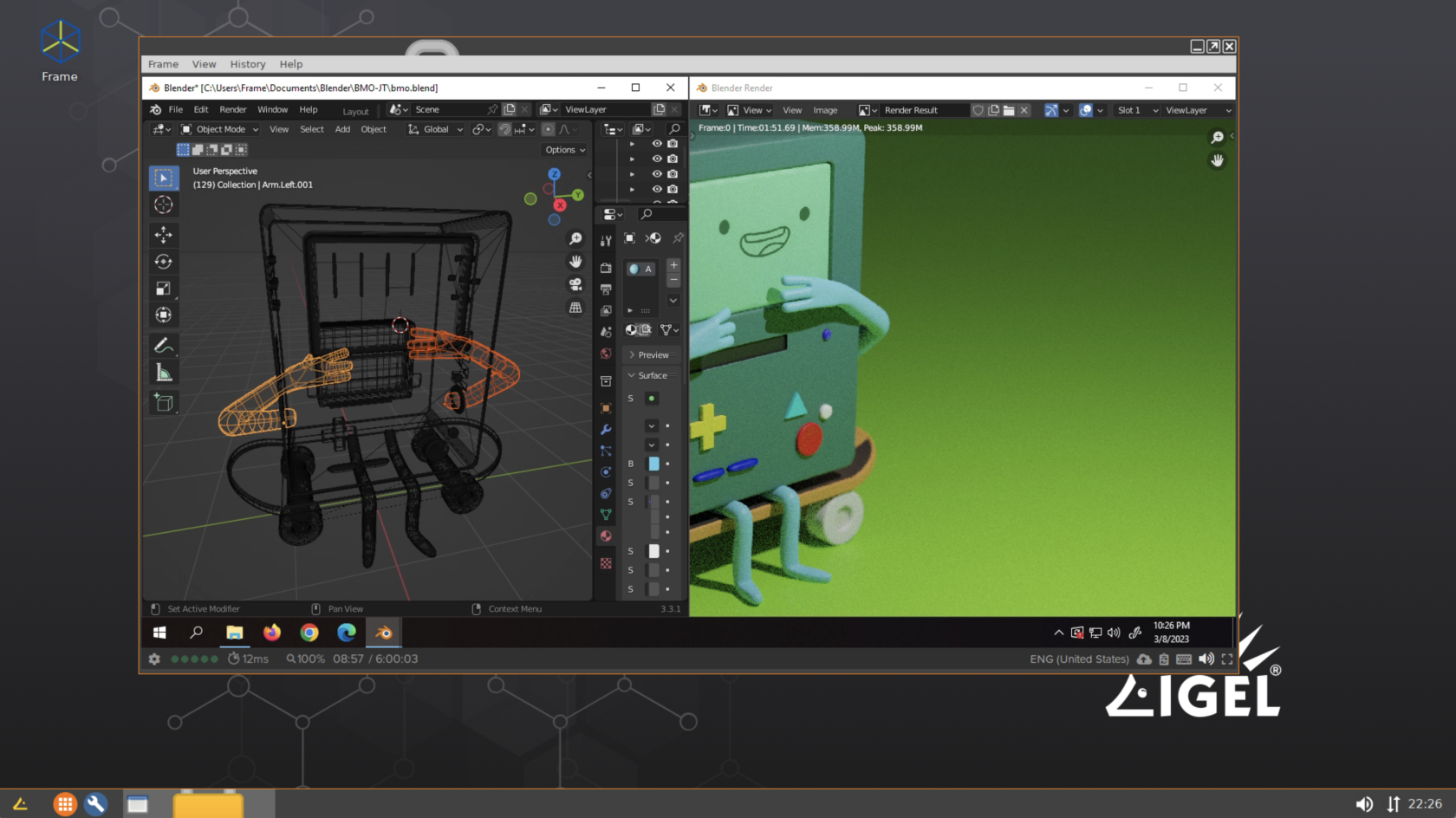 Blender in Frame App on an IGEL Device