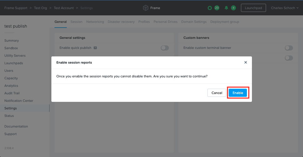 Confirm Session Report Generation