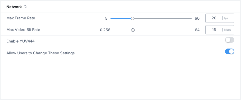 Session Settings - Network