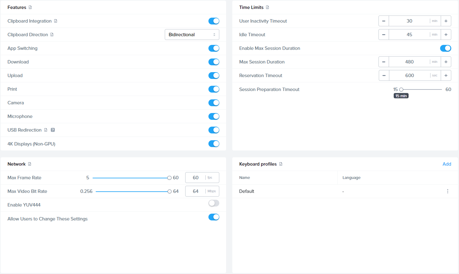 Account Session Settings