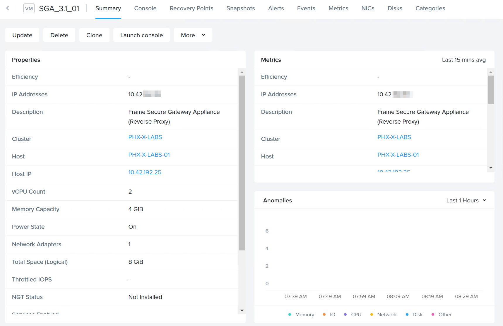 SGA VM Creation - SGA VM in Prism
