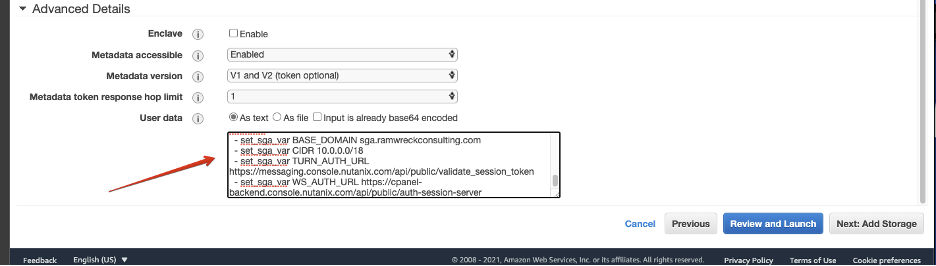 Launch EC2 Instance - SGA Configuration File