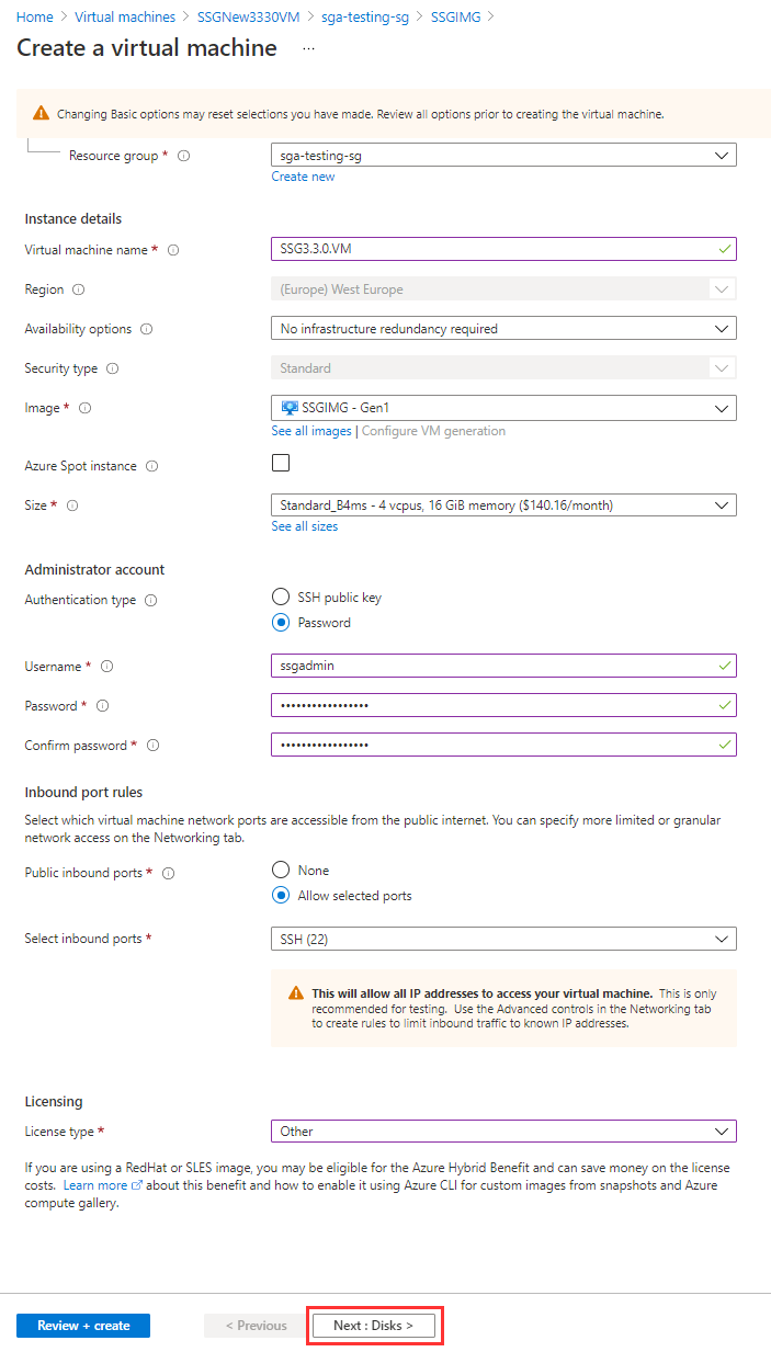 Azure VM Configuration