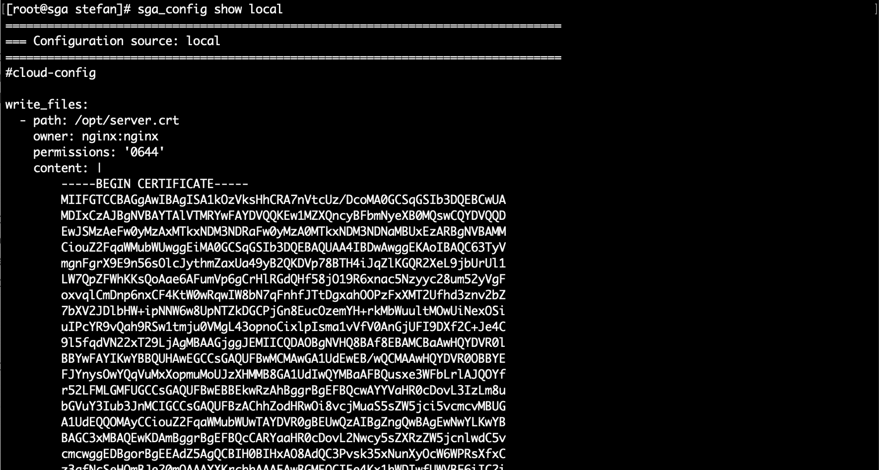 SGA - Show Local Configuration