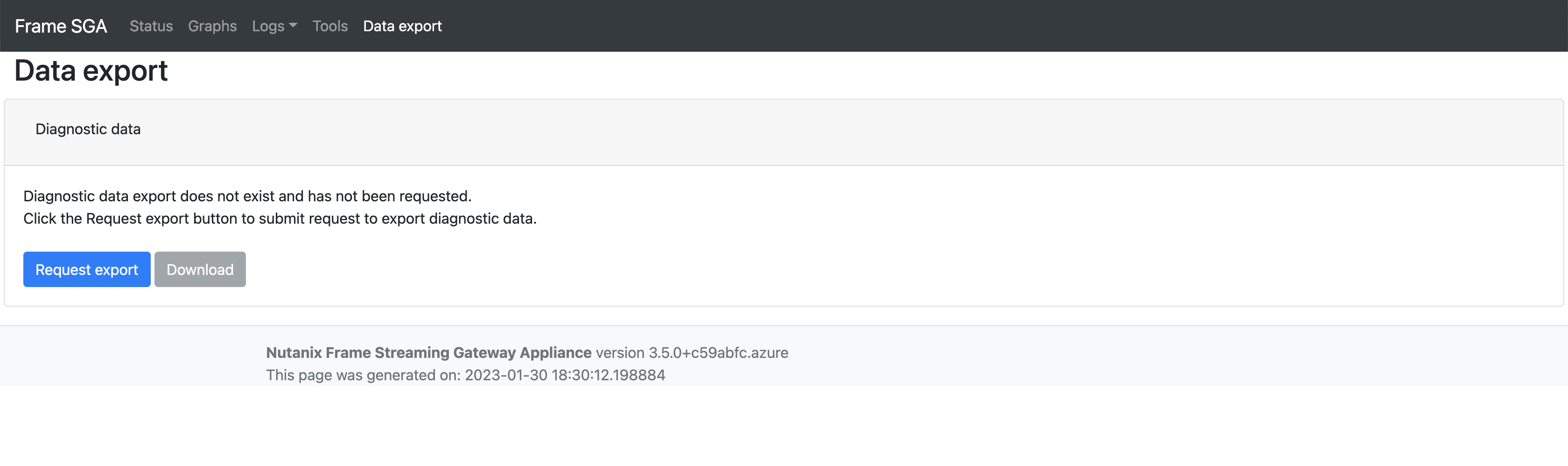 SGA Management Console - Data Export