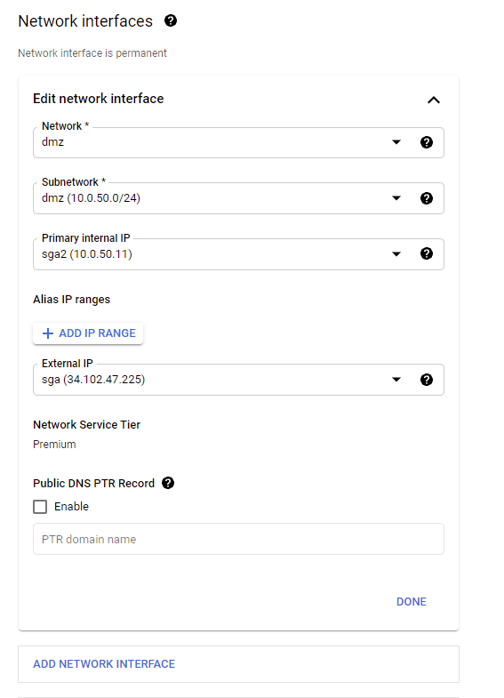 Create VM - Network Interfaces