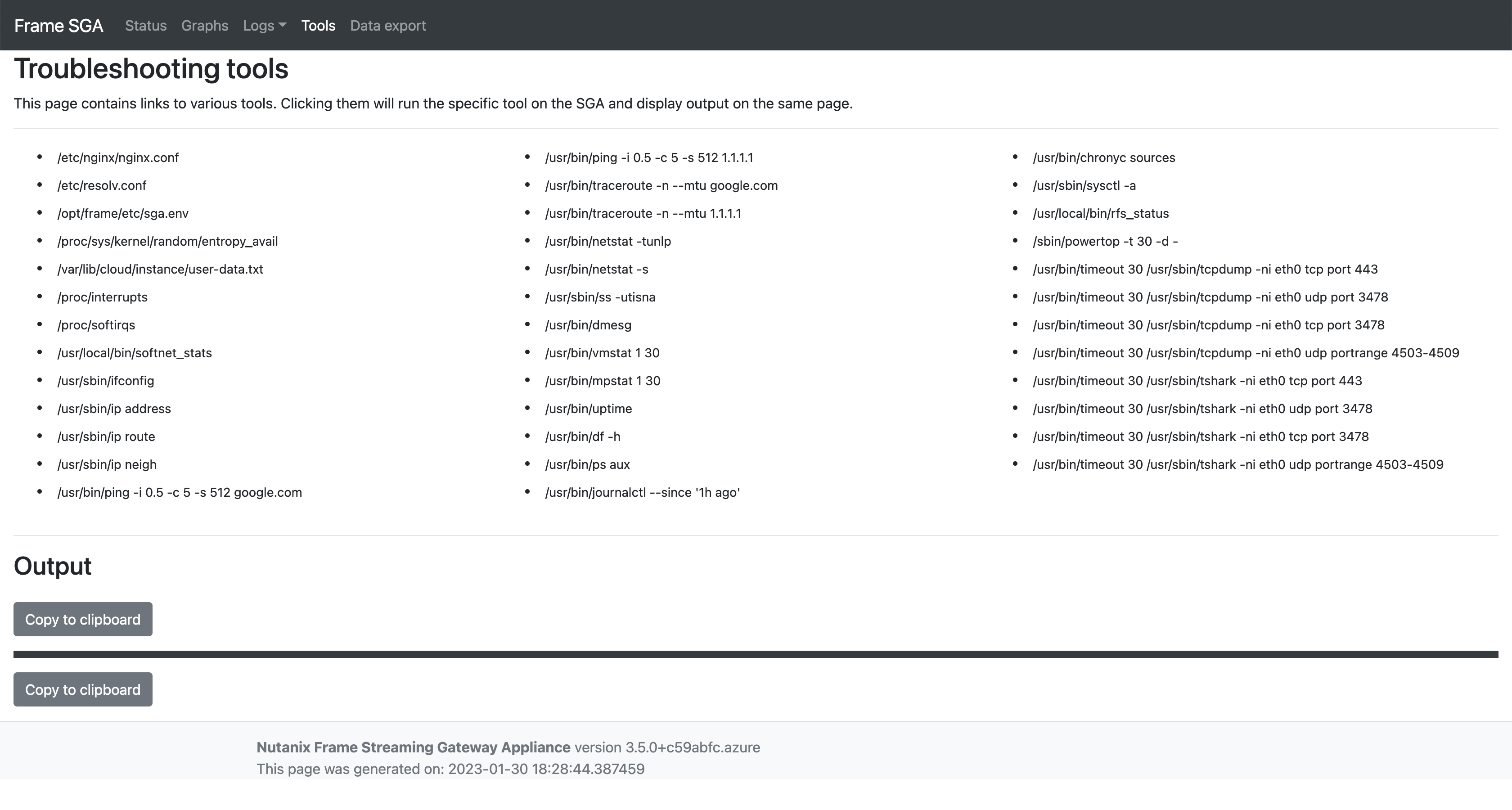 SGA Management Console - Tools