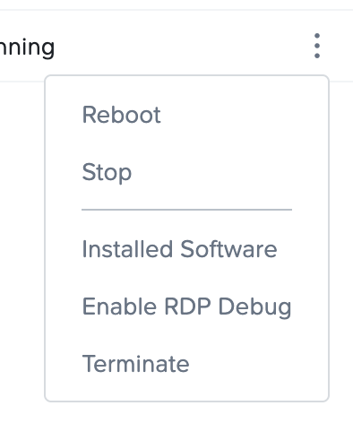 Actions for a Running VM