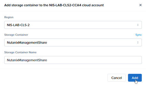 Cloud Connector Appliance - Save Storage Container