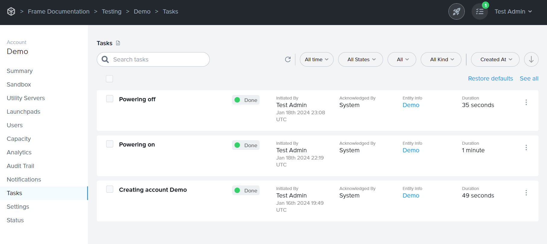 Tasks Page - Dashboard