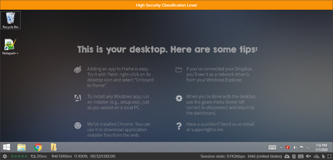 Frame Terminal with Custom Terminal Banner