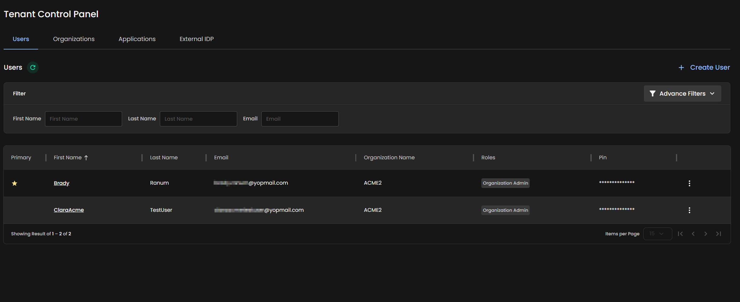Administration - Users